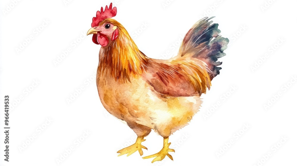 Fototapeta premium Watercolor Illustration of a Chicken