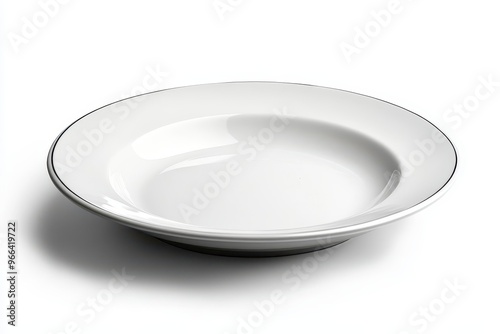 White Porcelain Plate with Black Rim