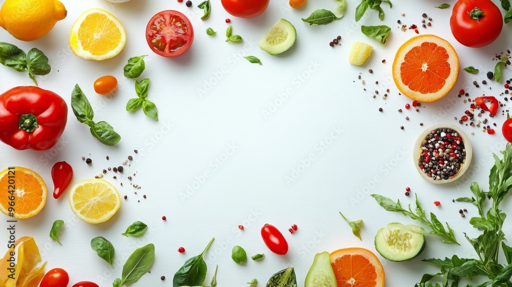 Many different healthy food on white table, flat lay