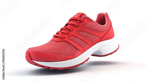 Red Athletic Sneaker on a White Background