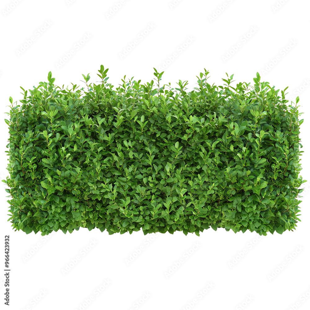 Lush green hedge with dense foliage against a Transperant background., creating a striking garden or landscaping element. Lush green hedge with dense foliage against a Transperant background., creating a striking garden or landscaping element.
