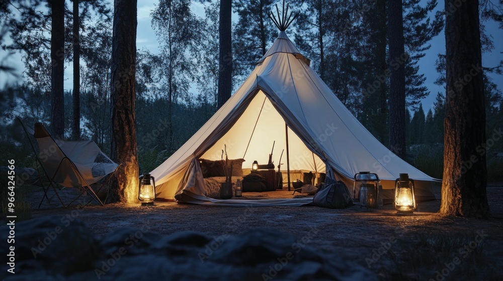 Illuminated Tent in the Forest