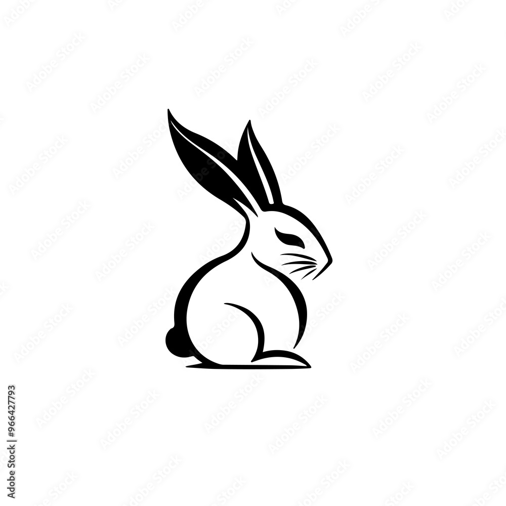 Obraz premium Rabbit Silhouette Vector with Transparent Background