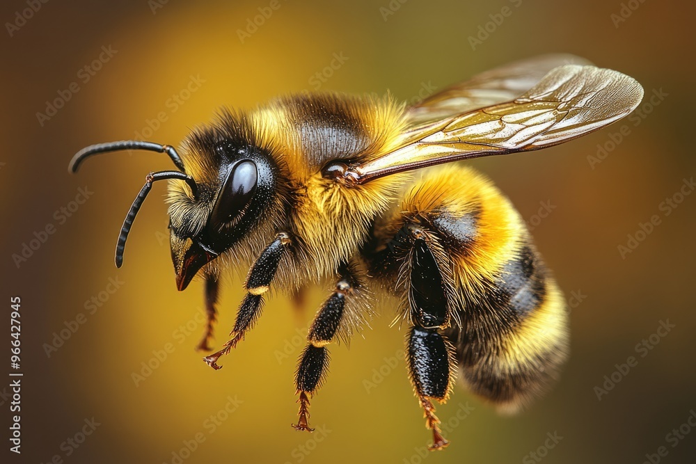 Close-up of a Bumblebee in Flight with Blurred Background Close-up of a Bumblebee in Flight with Blurred Background