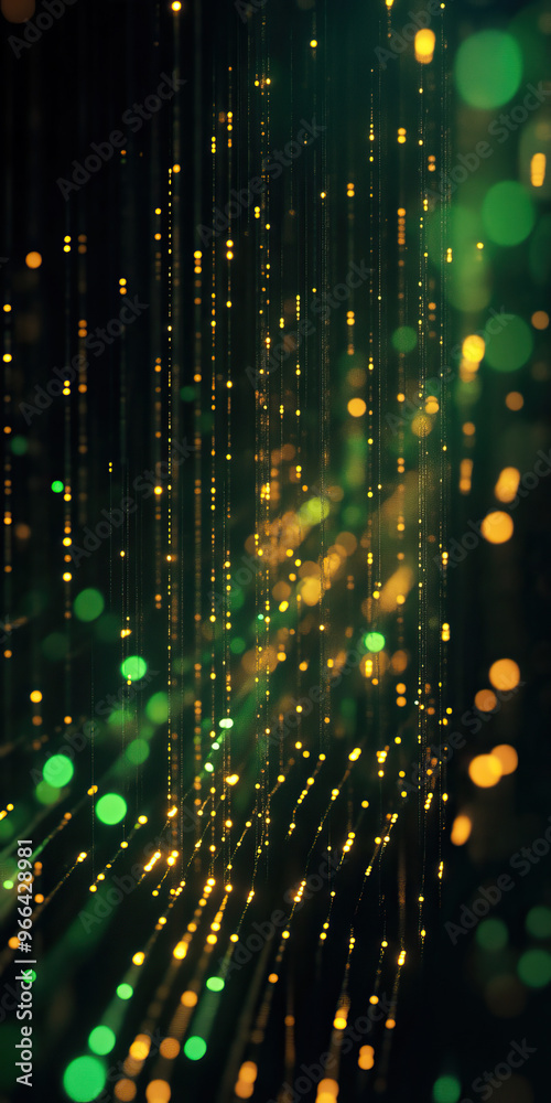 A vibrant display of glowing lights in green and gold, creating a mesmerizing abstract background full of energy and movement. A vibrant display of glowing lights in green and gold, creating a mesmerizing abstract background full of energy and movement.