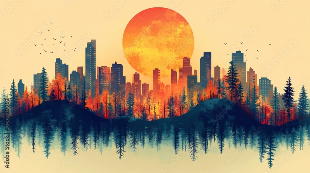 Fototapeta premium sunset in the city
