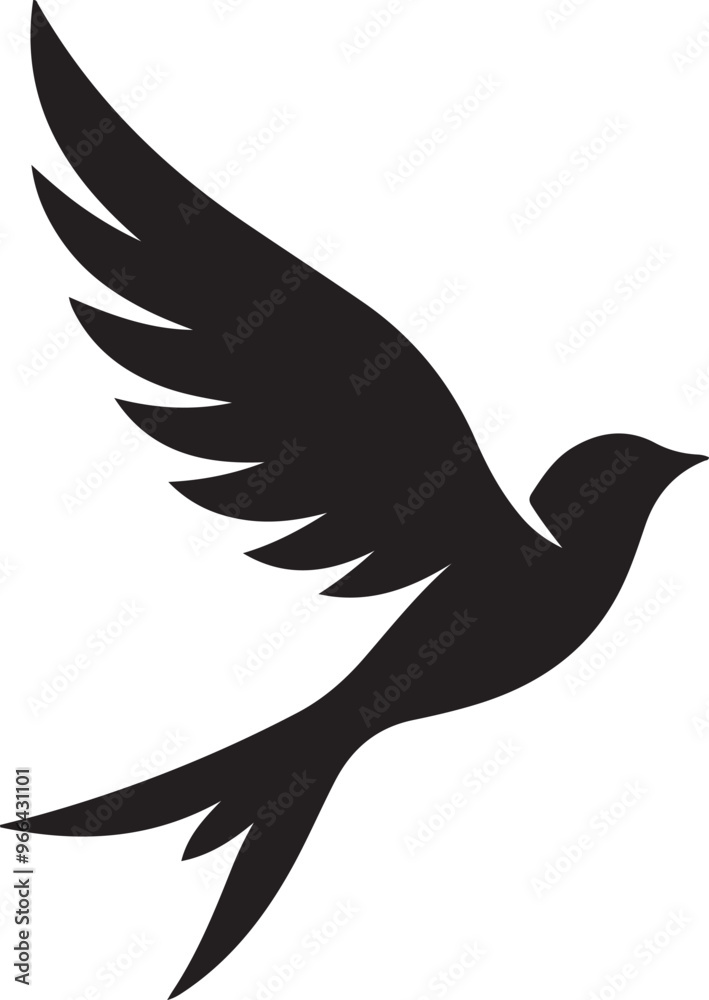 Fototapeta premium Unique Flying Bird Silhouette – Ideal for T-Shirts, Stickers, and Logos EPS 10