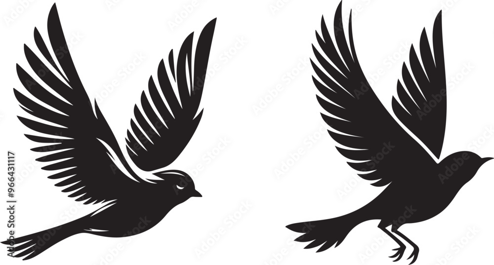 Fototapeta premium Professional Bird Set Silhouette in Flight – High-Quality EPS 10 Design