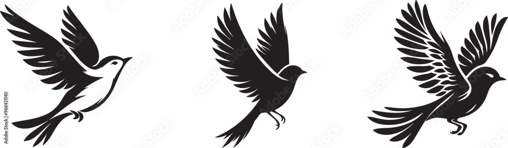 Obraz premium Set Of Flying Bird Silhouette – Nature-Inspired Vector Logo EPS 10
