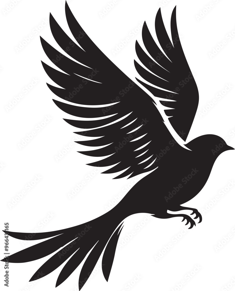 Obraz premium Flying Bird Silhouette Outline – Simple and Clean Vector Art EPS 10