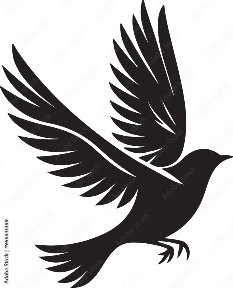 Obraz premium Monochrome Flying Bird Silhouette – Stylish and Timeless Illustration EPS 10