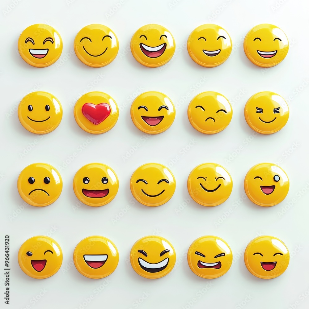 A colorful array of expressive emoticons showcases a range of feelings and moods against a bright background in a playful and engaging display A colorful array of expressive emoticons showcases a range of feelings and moods against a bright background in a playful and engaging display