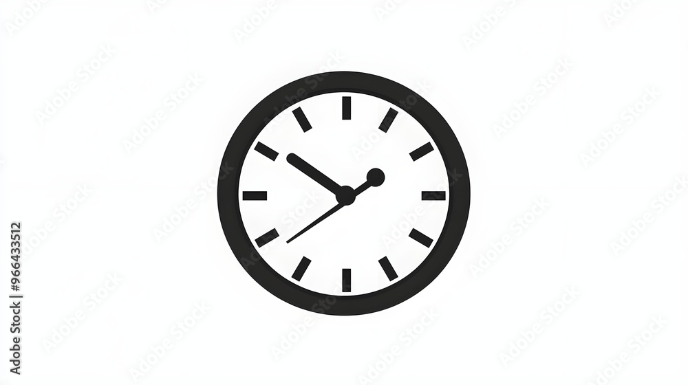 A clock clipart, time management, minimalistic design, black and white, isolated on white background A clock clipart, time management, minimalistic design, black and white, isolated on white background