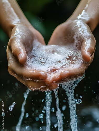 A close-up of hands washing under running water - Health and hygiene