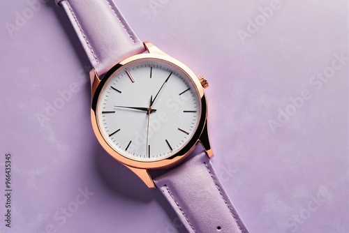 Sleek wristwatch on a pastel lavender surface photo