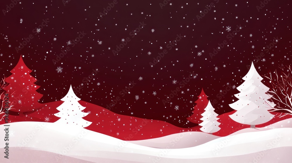 Snowy Winter Landscape with Christmas Trees Snowy Winter Landscape with Christmas Trees