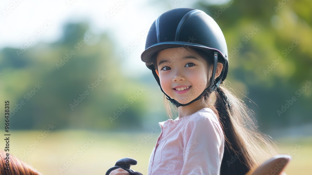 Smiling Girl Horseback Riding