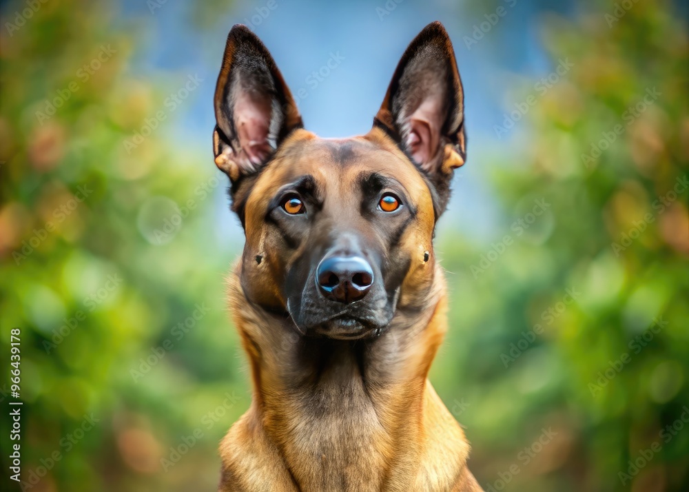 High-energy Malinois Belgian Shepherd dog with a muscular build and piercing eyes, standing alert with ears perked, showcasing its intelligence and loyalty. High-energy Malinois Belgian Shepherd dog with a muscular build and piercing eyes, standing alert with ears perked, showcasing its intelligence and loyalty.