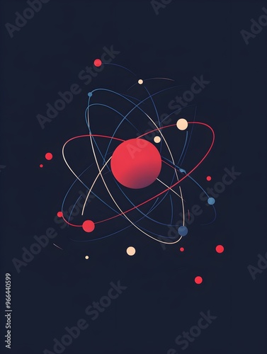 Atomic models and electron orbitals, visualizing structures and quantum mechanics with focus on atomic orbits. Science. Modern aesthetics, minimalist art. Vector design for cover, poster and ad