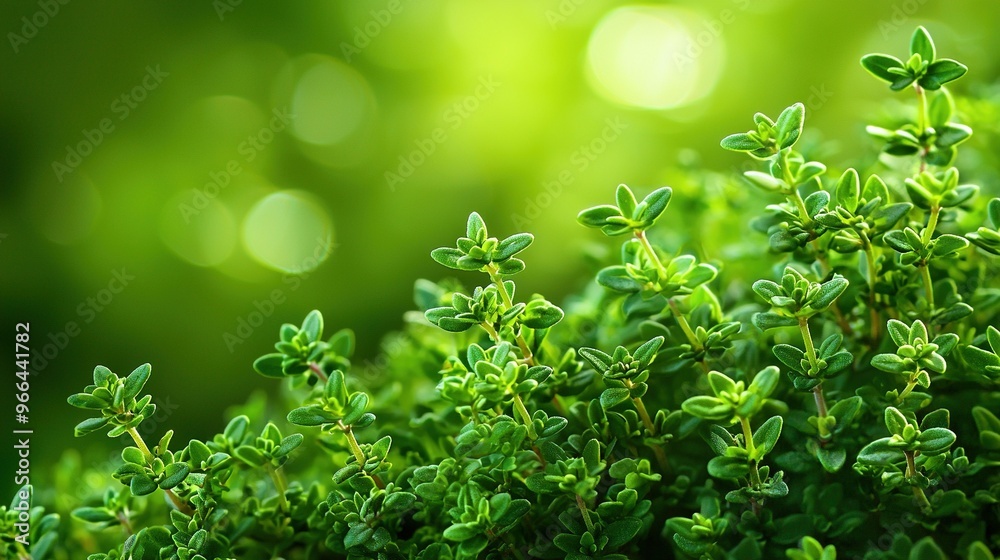 A sharp image of a lush green plant with many small leaves on top, set against a softly focused backdrop A sharp image of a lush green plant with many small leaves on top, set against a softly focused backdrop