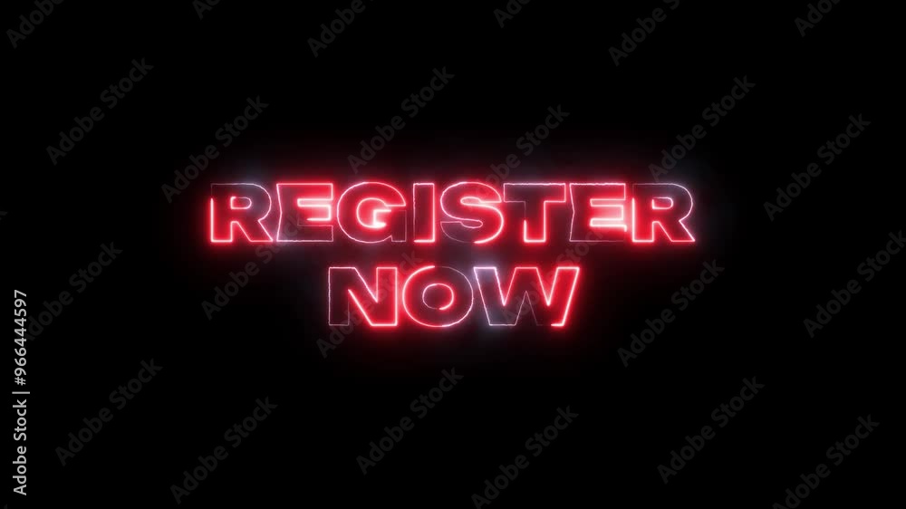 Neon glowing seamless Register now Neon glowing seamless Register now