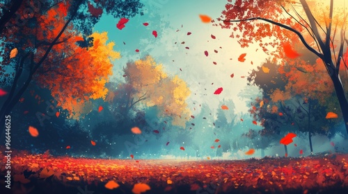 Beautiful landscape . Colorful foliage in the park. Falling leaves natural background