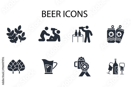 Beer icon set.vector.Editable stroke.linear style sign for use web design,logo.Symbol illustration.