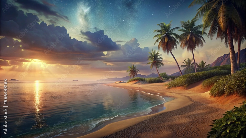 Fototapeta premium Sea cost beach with palm trees