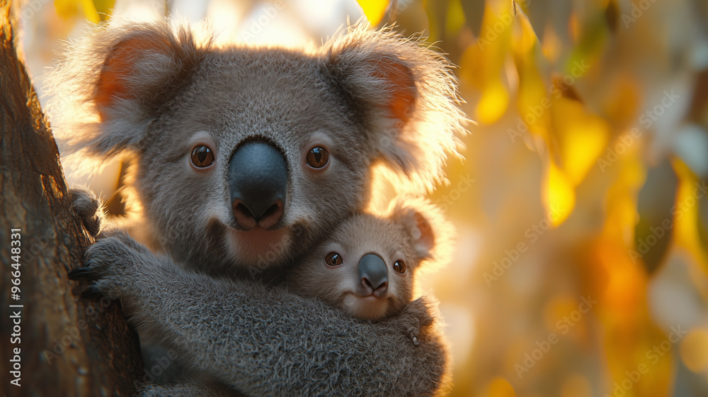 Fototapeta premium Koala in the wild. Beautiful extreme close-up. Printable photo with Instant Download. Digital photography. Art Decor. Digital art.