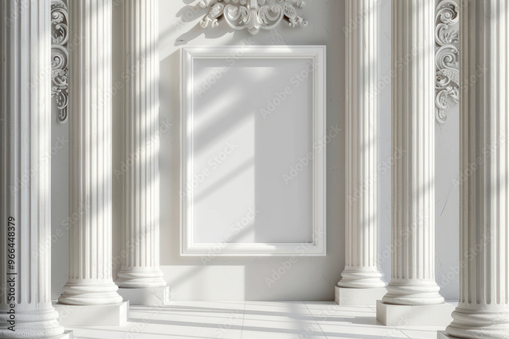 PNG classical white frame mockup, transparent design PNG classical white frame mockup, transparent design