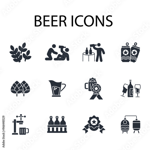 Beer icon set.vector.Editable stroke.linear style sign for use web design,logo.Symbol illustration.