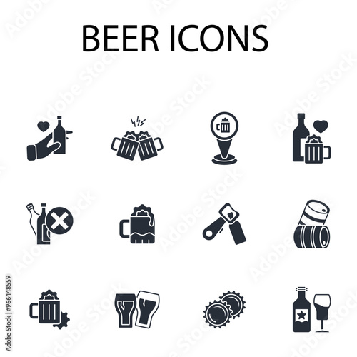 Beer icon set.vector.Editable stroke.linear style sign for use web design,logo.Symbol illustration.