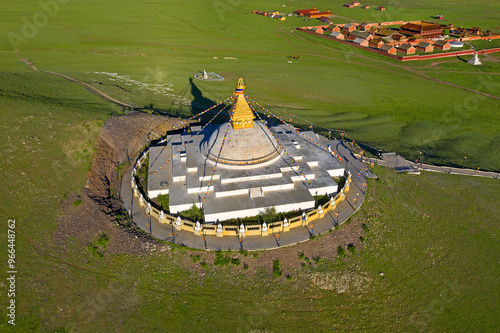 Stupa, Lush hills near Amarbayasgalant Monastery, central Mongolia. Amarbayasgalant Monastery is one of the three largest Buddhist monastic centers in Mongolia photo