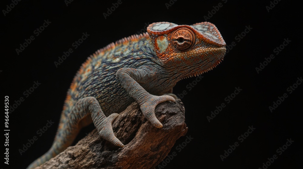 Close-Up of a Vibrant Chameleon on a Branch Close-Up of a Vibrant Chameleon on a Branch