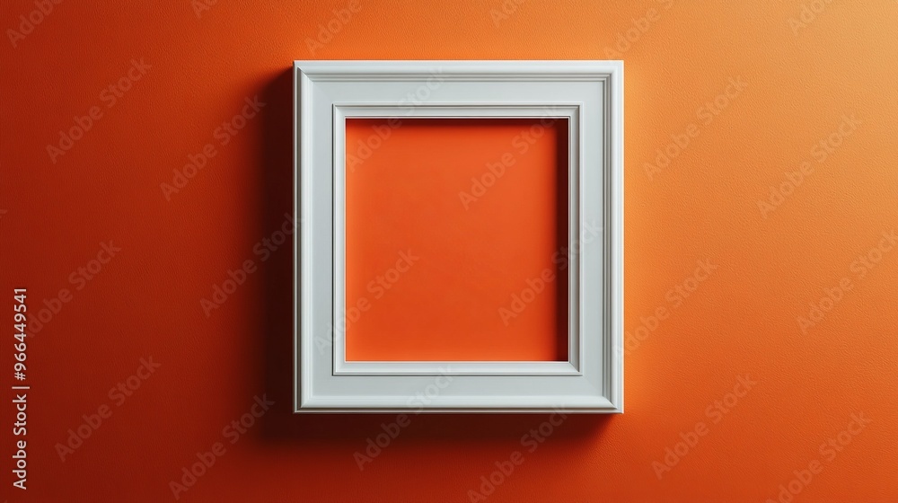 white wooden frame on orange wall white wooden frame on orange wall