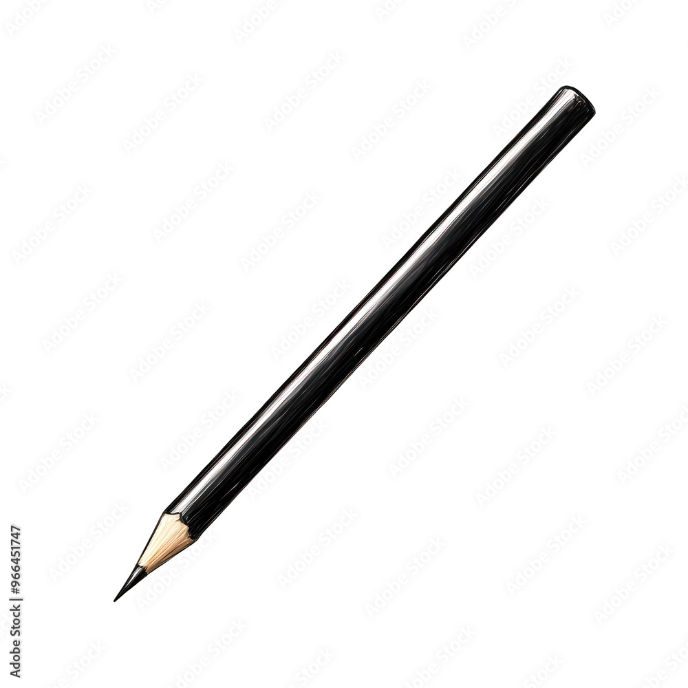 A sleek black pencil resting on a plain surface, perfect for artistic and educational purposes. transparent background A sleek black pencil resting on a plain surface, perfect for artistic and educational purposes. transparent background
