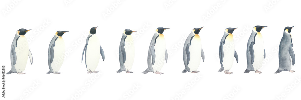 Obraz premium PNG Penguins as divider watercolor animal bird king penguin.