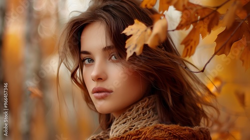 Portrait of a beautiful young woman with brown hair