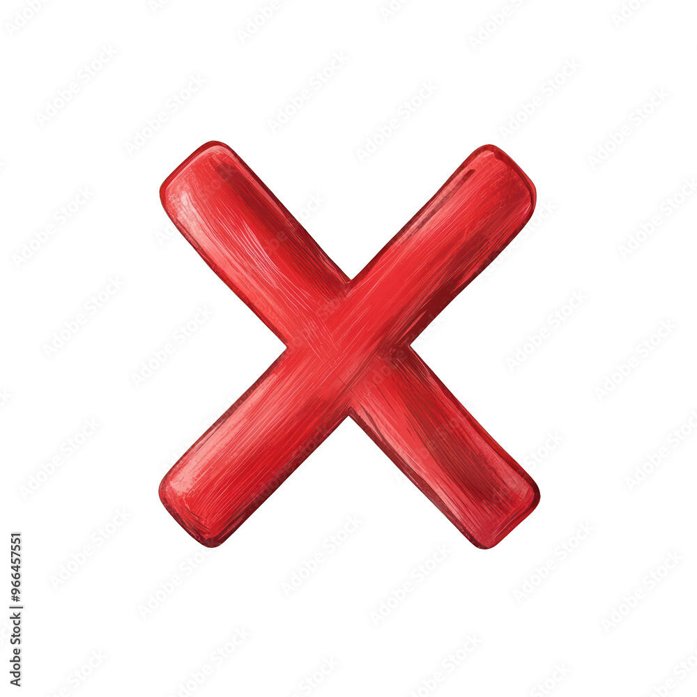 Obraz premium A vibrant red painted cross symbol, perfect for indicating a negative response or cancellation in various contexts. transparent background