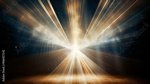 Divine presence illustrated by radiant light beams blessing the world from heaven