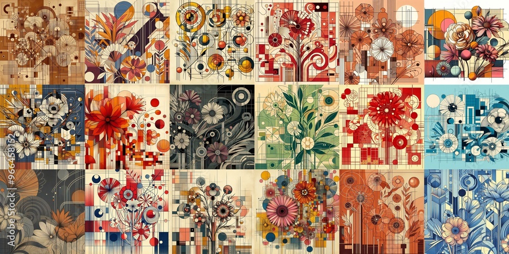 Fototapeta premium Illustration of flowers. Modern art style