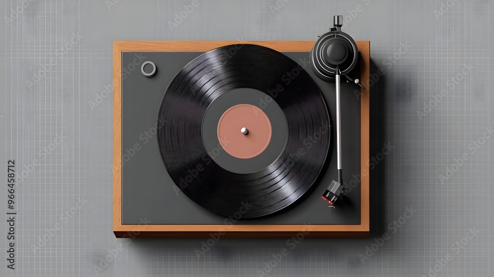Obraz premium Vintage record player with vinyl, isolated on transparent background image