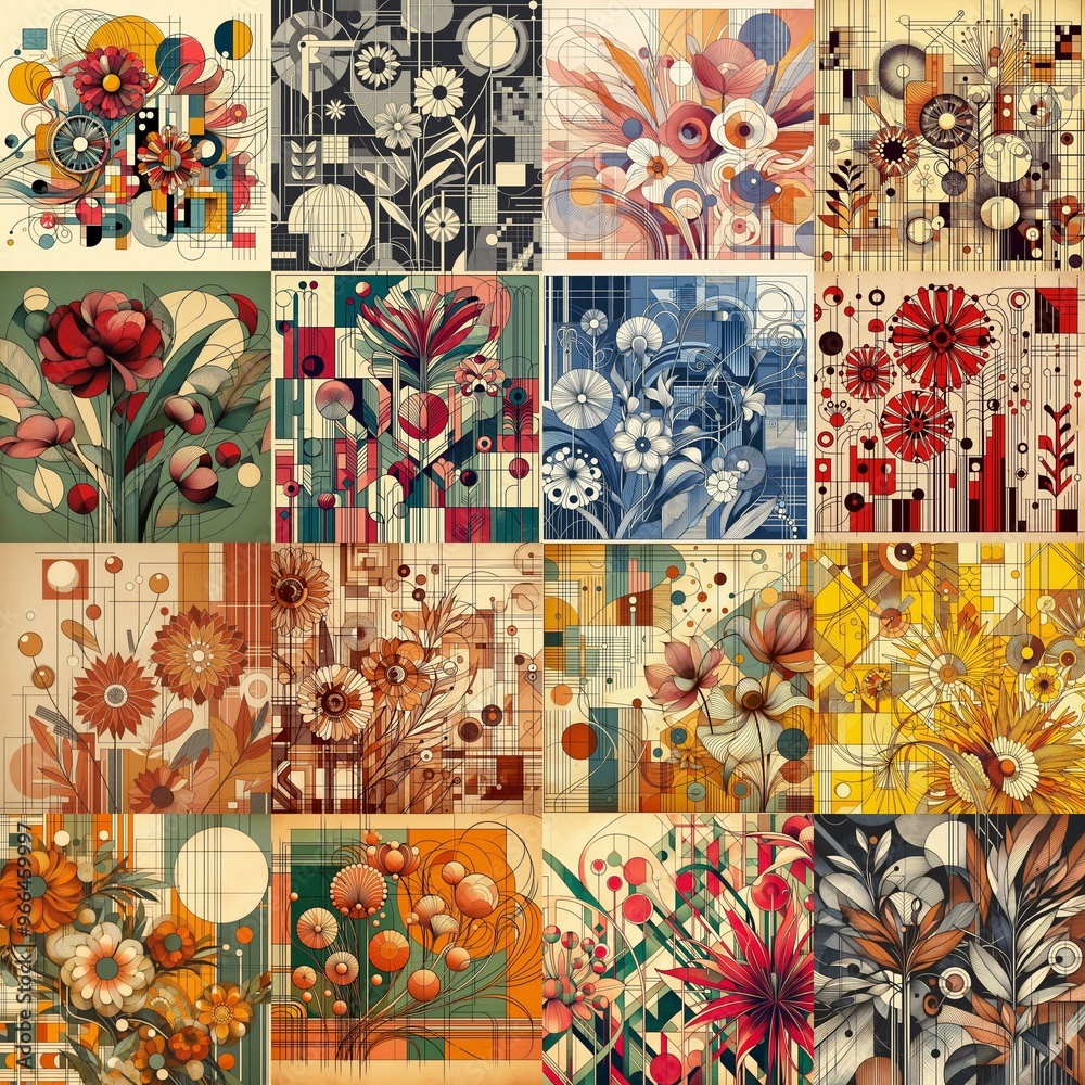 Naklejka premium Illustration of flowers. Modern art style