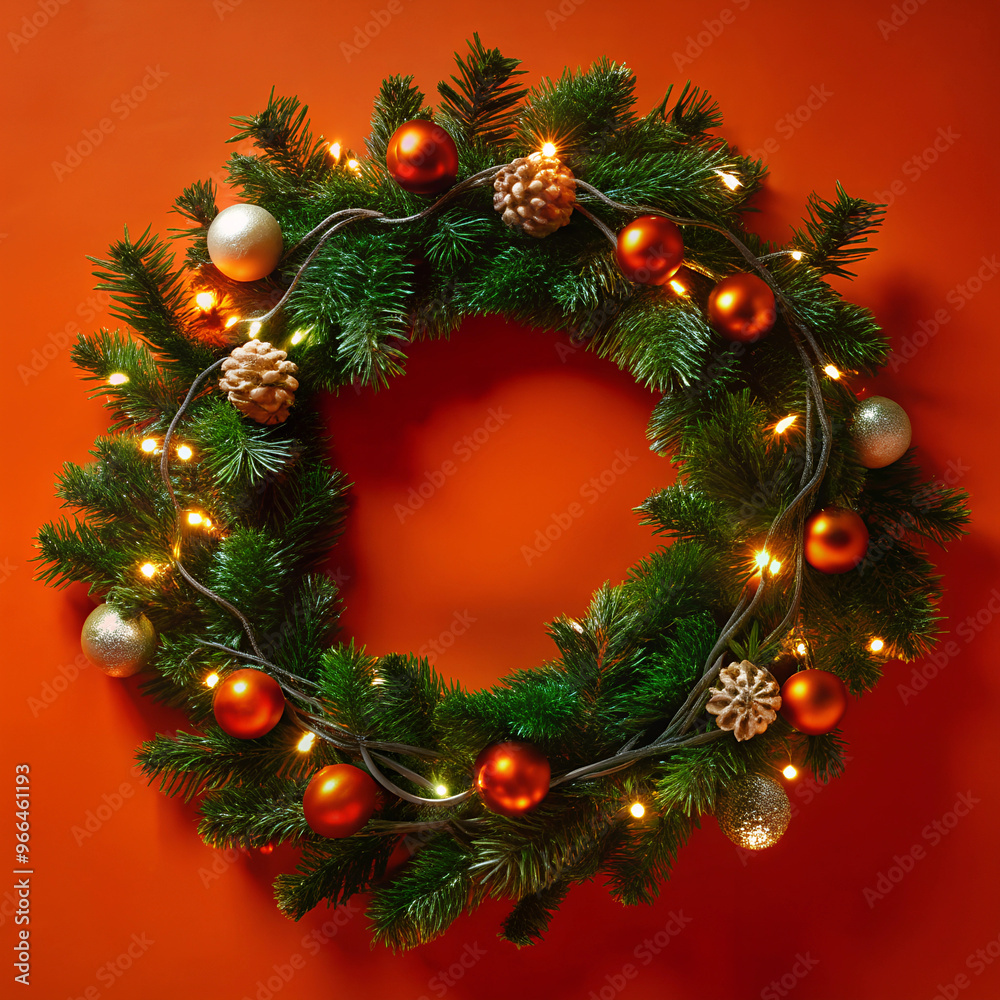 Christmas wreath on isolated background illuminated Christmas wreath on isolated background illuminated