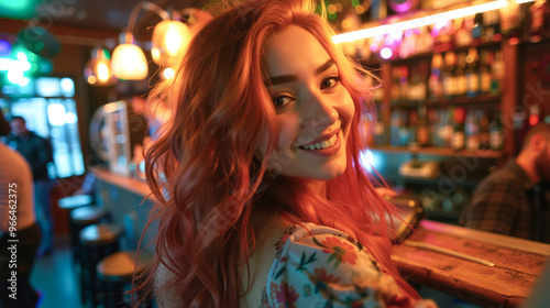 Wallpaper Mural A woman with long red hair standing in front of a bar Torontodigital.ca
