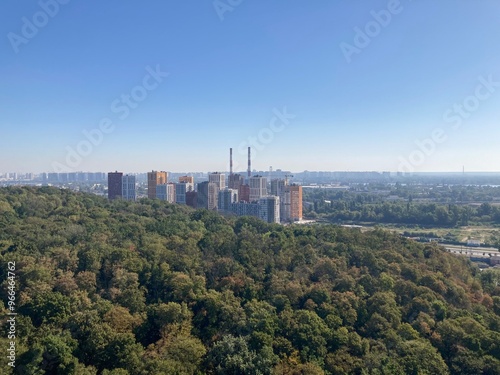 Panorama of the city from the edge of the park