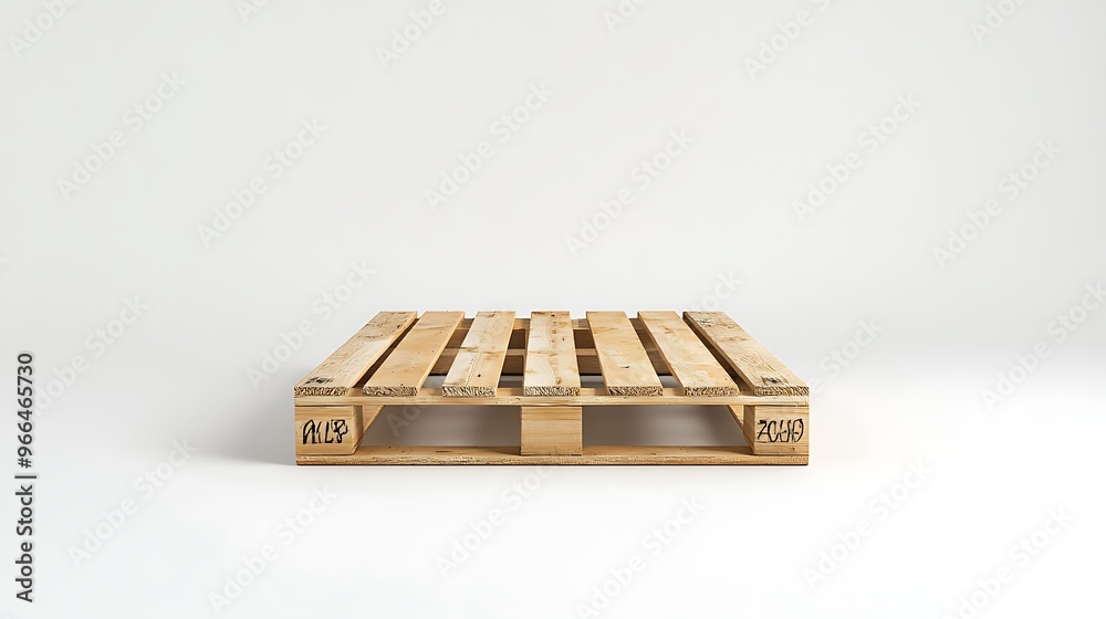 A wooden pallet positioned in the center of a white background, featuring a clean and minimalist look. A wooden pallet positioned in the center of a white background, featuring a clean and minimalist look.