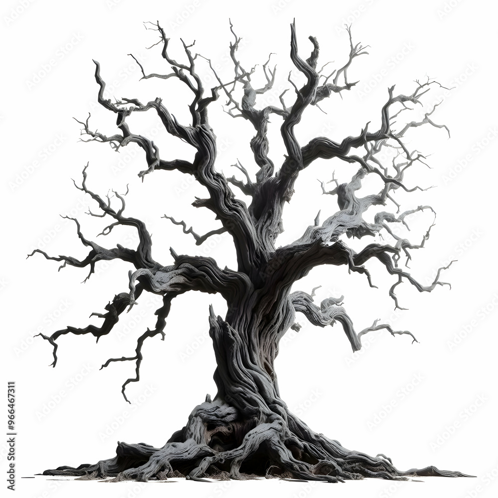 Obraz premium old dead tree isolated on white background