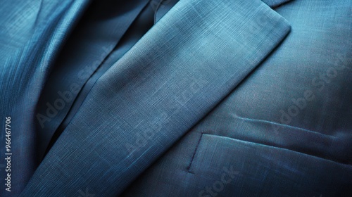 Close-up of a Blue Suit's Fabric Texture