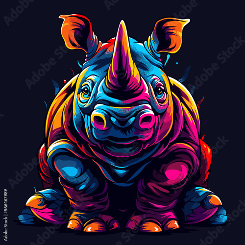 Rhinoceros or rhinoceros. Vector illustration.